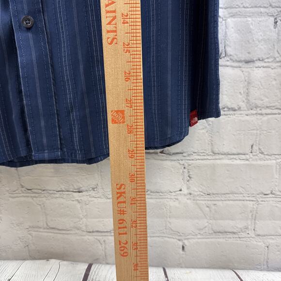 The North Face Button-Front Blue Striped 100% Cotton Long Sleeve Shirt Men's M - Picture 8 of 9